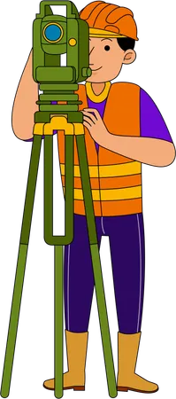Land Surveyor doing survey  Illustration
