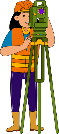 Land Surveyor doing survey  Illustration