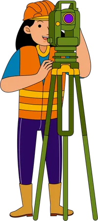 Land Surveyor doing survey  Illustration