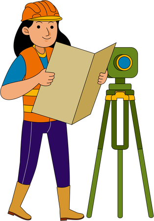Land Surveyor looking at street plan  Illustration