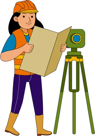 Land Surveyor looking at street plan  Illustration