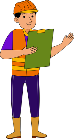 Land Surveyor standing with clipboard  Illustration