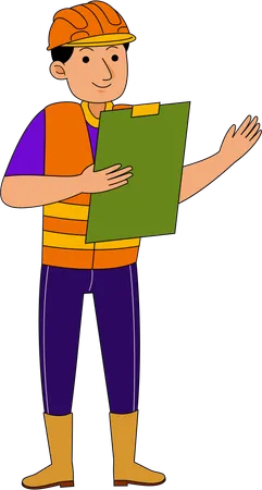 Land Surveyor standing with clipboard  Illustration