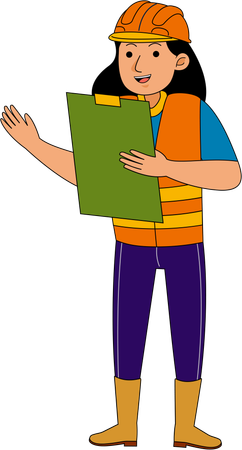 Land Surveyor standing with clipboard  Illustration