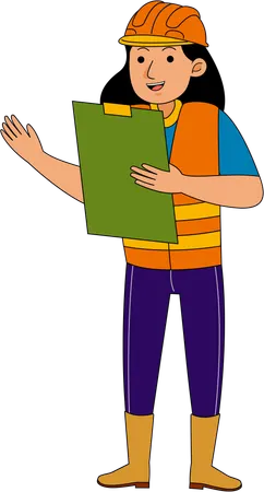 Land Surveyor standing with clipboard  Illustration