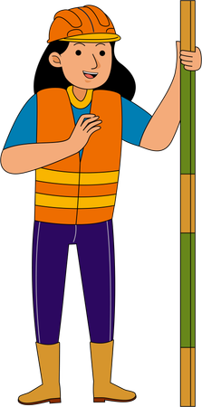 Land Surveyor standing with measurement tool  Illustration