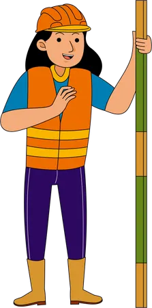 Land Surveyor standing with measurement tool  Illustration