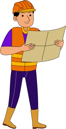 Land Surveyor with street plan  Illustration