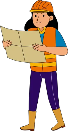 Land Surveyor with street plan  Illustration
