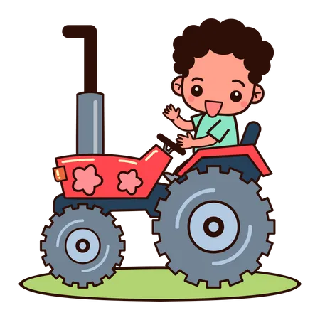 Landarbeiter fahren Traktor  Illustration