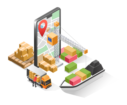 App für länderübergreifende Logistik  Illustration