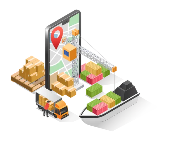 App für länderübergreifende Logistik  Illustration