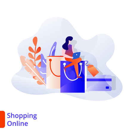 Compras on-line da página de destino  Ilustração