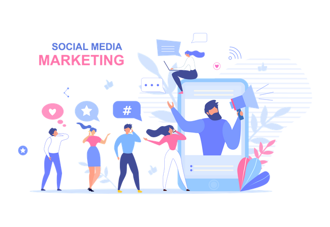 Landing Page Design for Social Media Marketing  Illustration