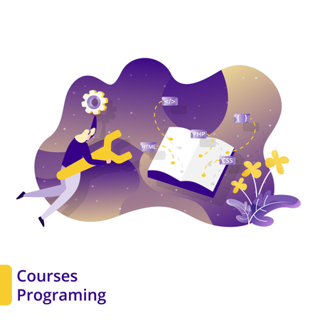 Landing Page for Courses Programming in online education app  Illustration