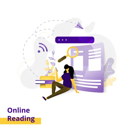 Landing Page Illustration Online Reading The Concept Of Women Learning Through Smartphones Can Be Used For Website And Mobile Website Development Illustration