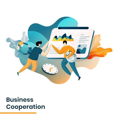 Landing Page of Business Cooperation Illustration