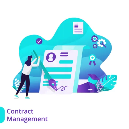 Landing Page of Contract Management  Illustration