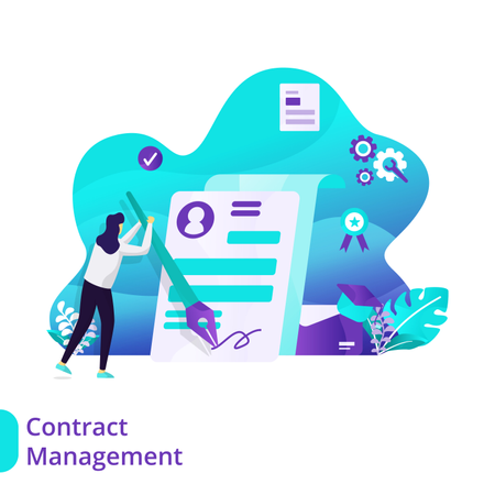 Landing Page of Contract Management  Illustration