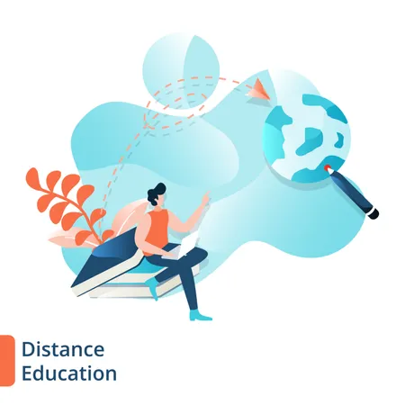 Landing Page of Distance Education Illustration