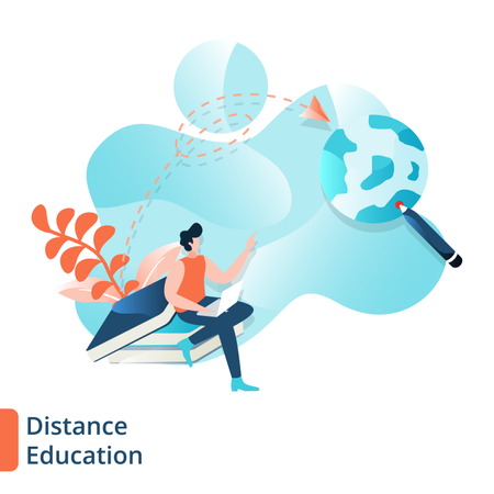 Landing Page of Distance Education  Illustration