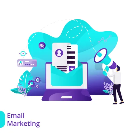 Landing Page of Email Marketing  Illustration