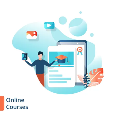 Landing Page of Online Courses  Illustration