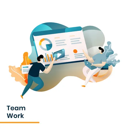 Landing Page of Team Work  Illustration