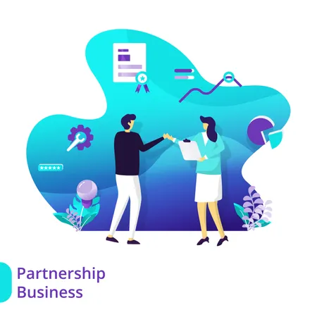 Landing Page Partnership Business Illustration