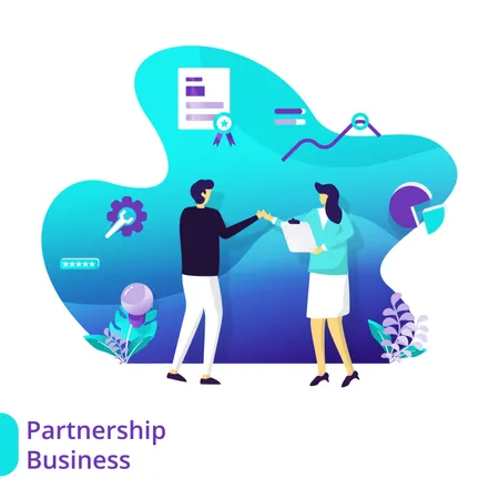 Landing Page Partnership Business  Illustration