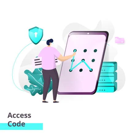 Landing page template of Access Code  Illustration