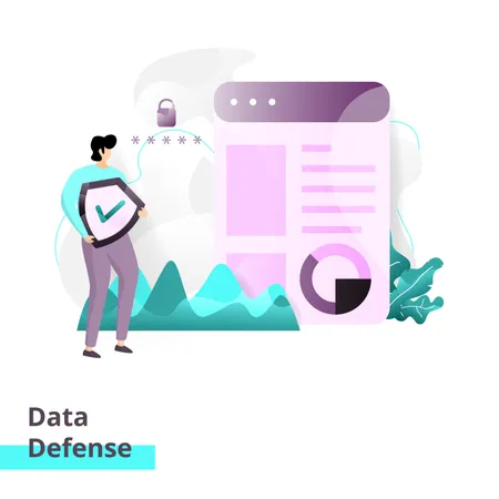 Landing page template of Data Defense Illustration
