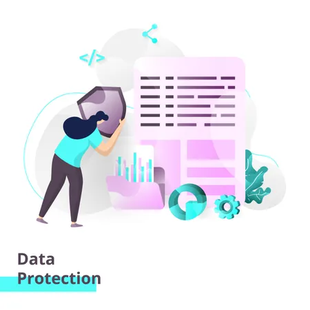 Landing page template of Data Protection Illustration