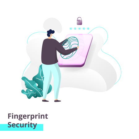 Landing page template of Fingerprint Security  Illustration