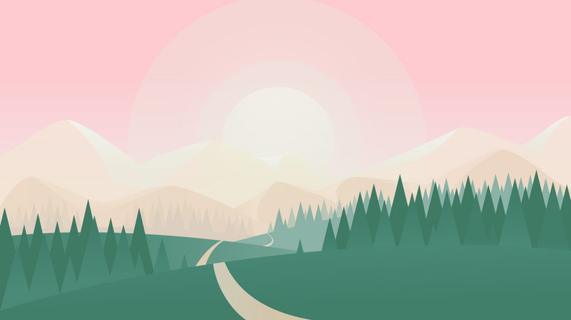 Landscape Hills Forest Illustration