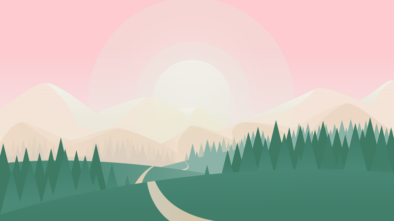 Landscape Hills Forest  Illustration