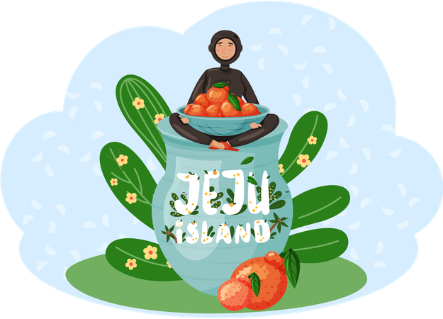 Landscape of Jeju island in South Korea  Illustration