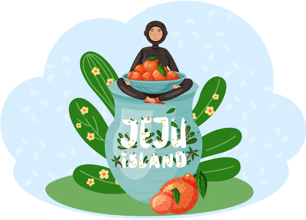 Landscape of Jeju island in South Korea  Illustration