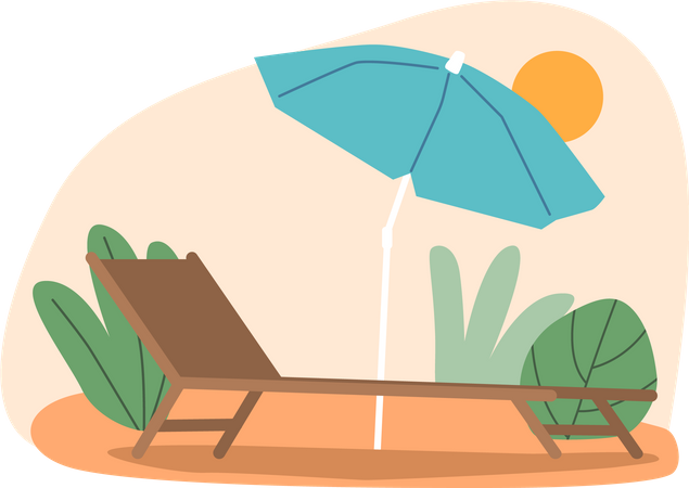 Landscape with cozy daybed  Illustration