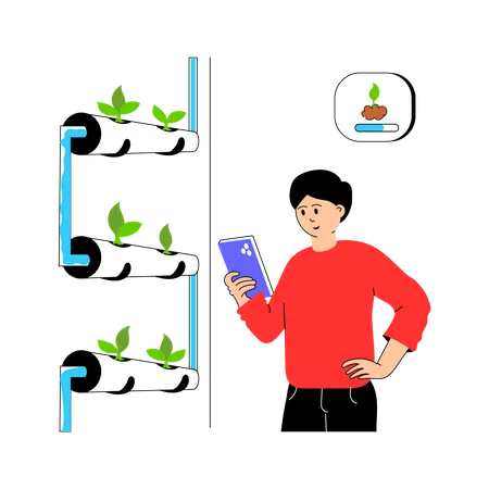 Landwirt betreibt Vertical Farming  Illustration