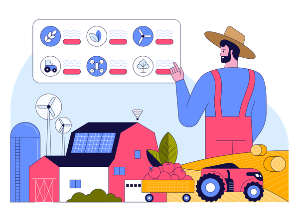 Landwirte betreiben Landwirtschaft auf Basis eines Datenerfassungspanels  Illustration