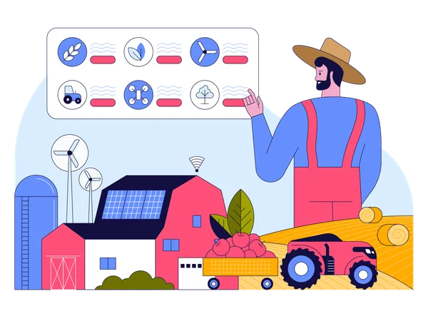 Landwirte betreiben Landwirtschaft auf Basis eines Datenerfassungspanels  Illustration