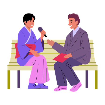 Language exchange between people  Illustration