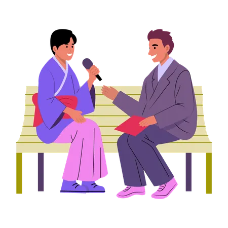 Language exchange between people  Illustration