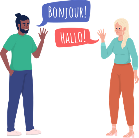 Language learning friends  Illustration