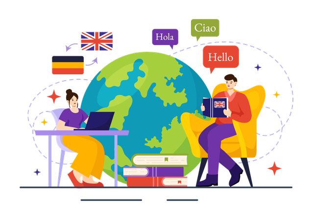 Premium Language School Illustration pack from School & Education ...