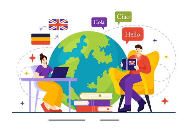 Premium Language School Illustration pack from School & Education ...