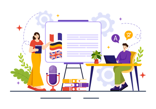Premium Language School Illustration pack from School & Education ...