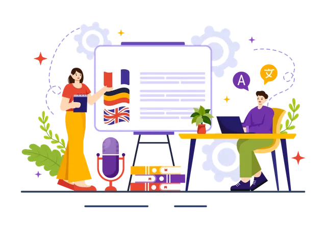 Premium Language School Illustration pack from School & Education ...