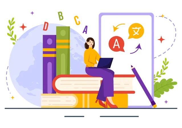 Premium Language School Illustration pack from School & Education ...